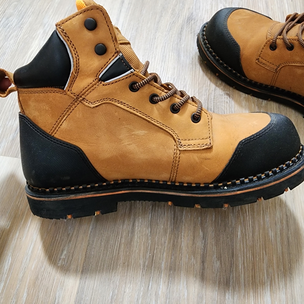 Men's RIDEGCUT Brown Work Boots with Black Toe - Picture 6 of 6